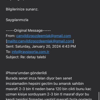 Ray Sigorta Haksız Para Talebi