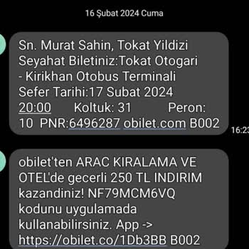 Tokat Yıldızı Otobüs Firmasi Göndermesi Gereken Servisi Göndermedi.