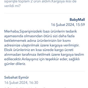 Baby Mall Eksik Ürün Gönderimi
