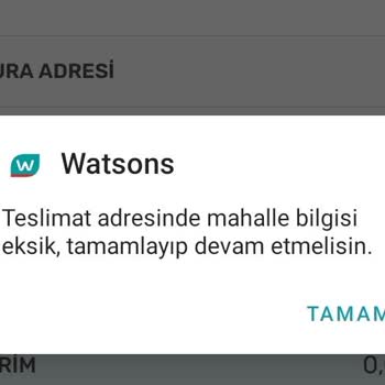Watsons Adres Kabul Etmiyor