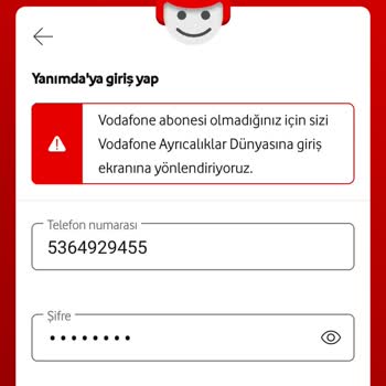 Vodafone Yanımda Vodafone Abonesi Olmadığınız Hatası