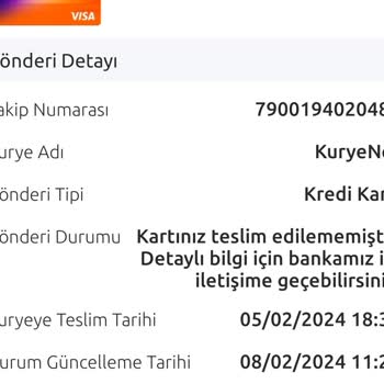 Kuryenet Kredi Kartımı Teslim Etmiyor. Kimse İlgilenmiyor.