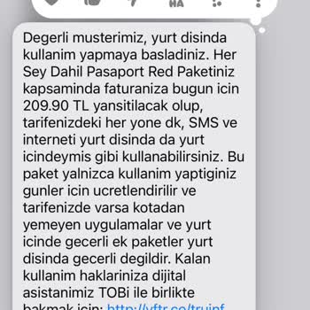 Vodafone Otomatik Tanımlanan Yurt Dışı Paketlerinin İadesini İstiyorum