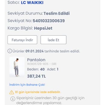LCW Pantolon Hemen Yıprandı