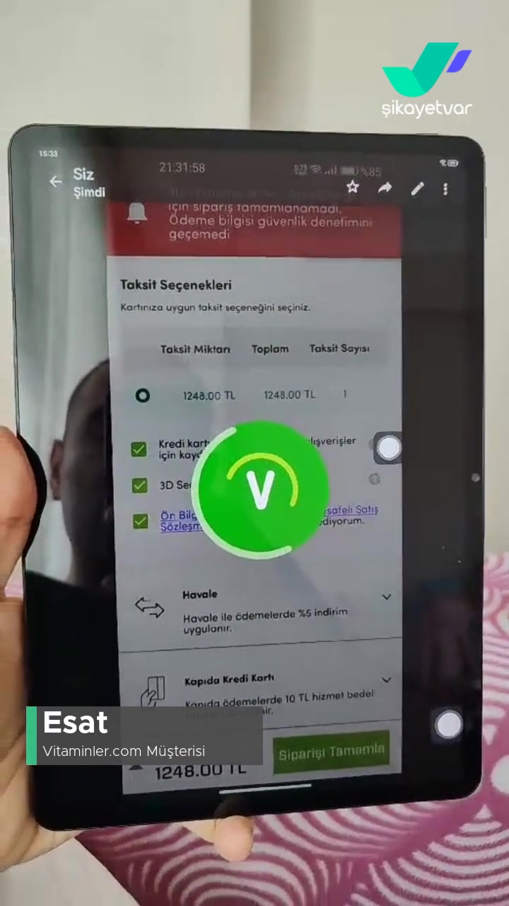Vitaminler.com Sürekli 3DS Ödeme Onayı Alınamadı Hatası Veriyor! videonun kapak resmi