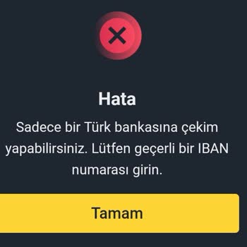 Binance TR Binance Türk Bankası IBAN'ı Hatası