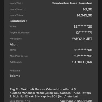PayFix Hesabımdan İzinsiz Para Çekilmesine Tepki