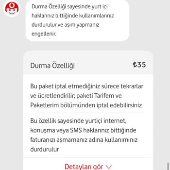 Vodafone Durdurma Özelliği Şikayeti