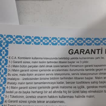 ECA Garantisi Olan Yeni Ürüne Servis Ücreti Talep Edilmesi