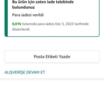 Amazon İade Param Yatmadı