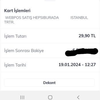 Hepsiburada İzinsiz Şekilde Hesabımdan Para Çekti