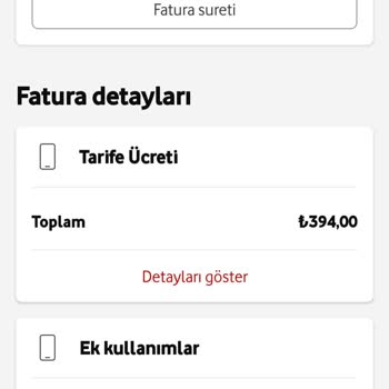 Vodafone Tarifemden Faturam Daha Yüksek