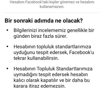 Facebook İtirazda Bulundun Diye Hata Veriyor 2 Aydır.
