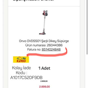 Onvo Bozuk Gelen Dikey Süpürge İadesinde Zorluk Çıkarıyor.