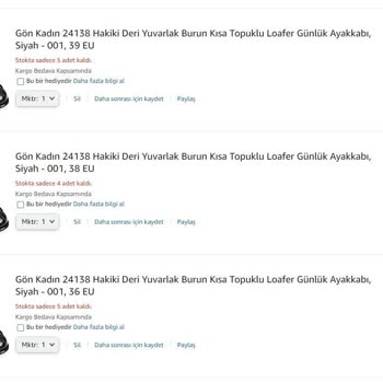 Amazon Aynı Ürüne De Değişik Ayakkabı Numaralarında Çok Farklı Fiyat