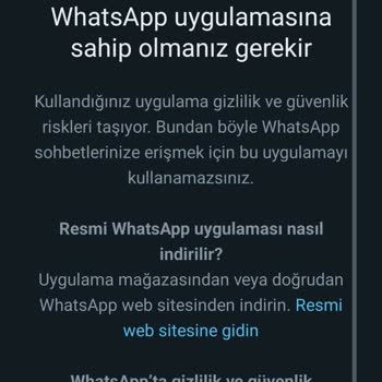 Resmi WhatsApp Uygulaması Hata Veriyor