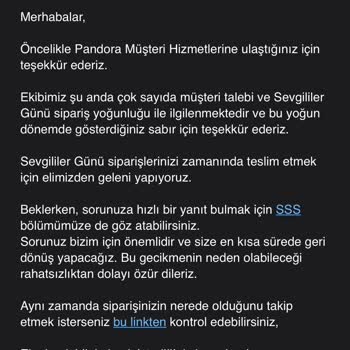 Pandora Mücevher  Siparişimi Göndermiyor