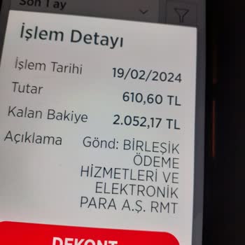 Birleşik Ödeme Hizmetleri'nden Gelen Para
