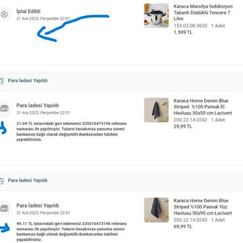 Karaca Home Alışverişimin İadesi Yapılmadı, Şikayetçiyim!