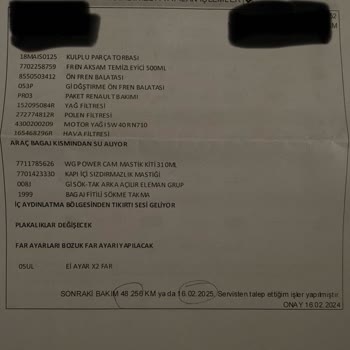 Renault Garanti Kapsamındaki Aracım İçin Ücret Talep Edildiği Şikayeti