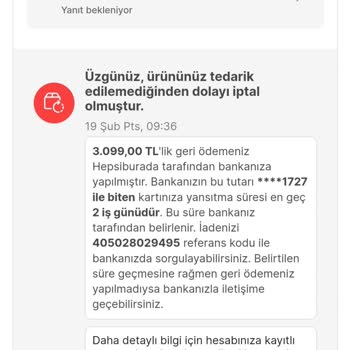 Boyner Bir Hafta Bekletip Ürünümü İptal Etmesi