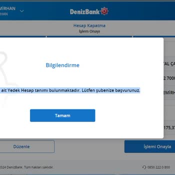 Denizbank Kurtaran Hesap Hk. Hesaba Ait Yedek Hesap Tanımı Bulunmaktadır.