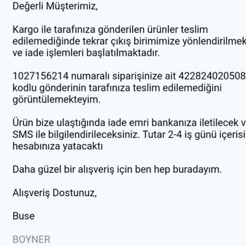 Boyner Ücret İadesinin Yapılmaması