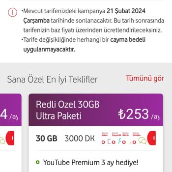 Vodafone Yüksek Fiyat Artışı