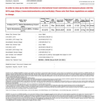 Corendon Havayolu Flex Satin Aldığım Bilet İadesini Yapmıyor.