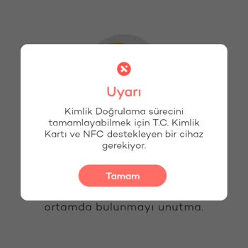 Tosla T. C. Kimlik Ve NFC Destekleyen Bir Cihaz Gerektiriyor Uyarısı
