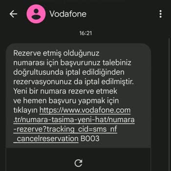 Vodafone Net Yalan Beyanlarla Yeni Numara Rezervi İptal Edildi.