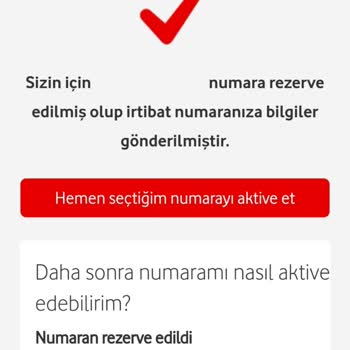 Vodafone Net Yalan Beyanlarla Yeni Numara Rezervi İptal Edildi.