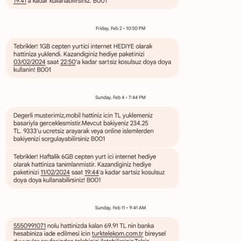 Türk Telekom Bimcell Para İadesi Yanlış Tutar.