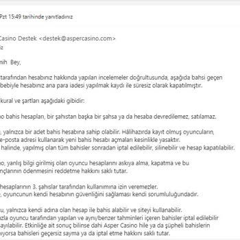 Aspercasino 26k Bakiyemin 16k'lik Kısmını Keyfi Olarak Ödemiyor