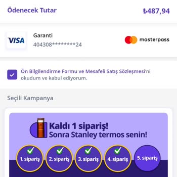 Getir Stanley Termos Kampanyası Verilmiyor