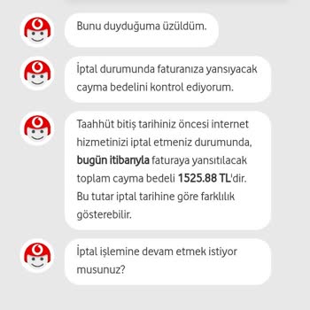 Vodafone Net İnternet İptali Talebi