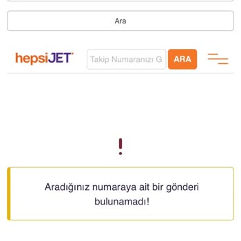 hepsiJET Takip Numarası Yanlış