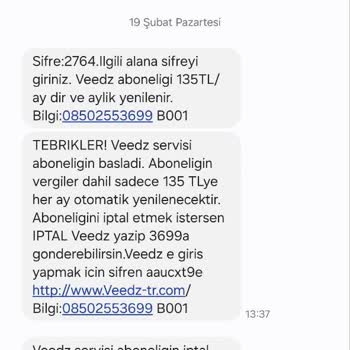 Veedz-tr.com Haksız Abonelik Yaparak Benden Para Alındı
