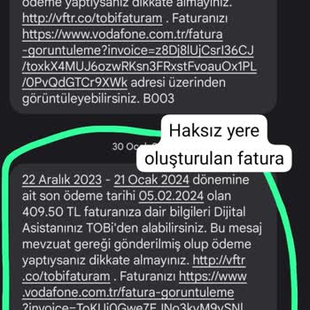 Vodafone Haksız Yere Fatura Oluşturuyor