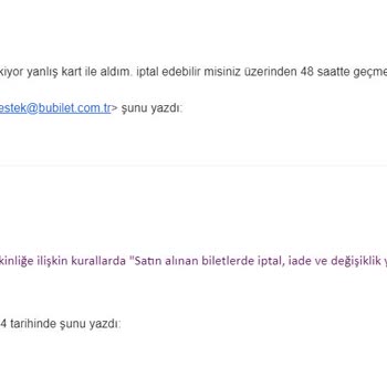 Bubilet Para İade Yapmıyor
