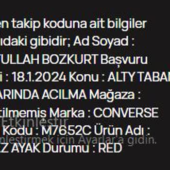 Koray Spor'dan Aldığım Converse Marka Ayakkabının İade Kabul Etmemesi
