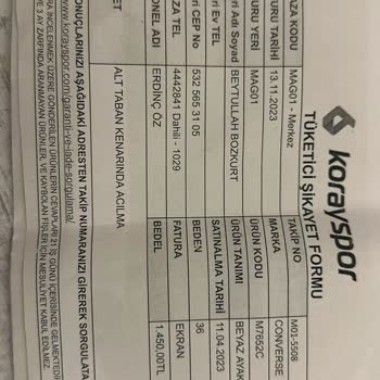 Koray Spor'dan Aldığım Converse Marka Ayakkabının İade Kabul Etmemesi