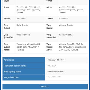 Sürat Kargo Altınova Şubesi Geri İade