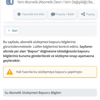 İBB - İstanbul Büyükşehir Belediyesi Su Aboneliği E-devlet Hali Hazırda Bu Sözleşmeye Başvuru Yapılmıştır.