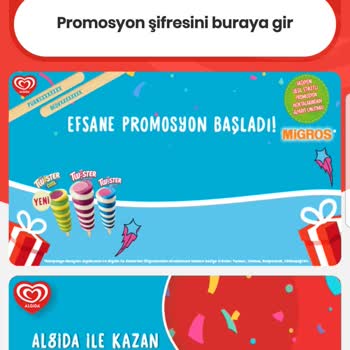 Algida Ödül Hediye Çeki Ekle!