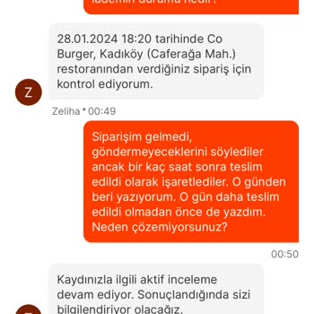 Co Burger - Migros Yemek - 1 Aydır Gönderilemeyen Sipariş