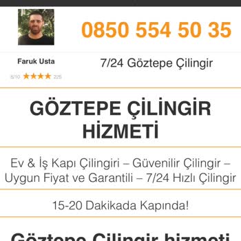 Çilingir Getir Göztepe Çilingir 0850 554 50 35
