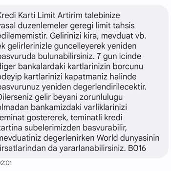 Yapı Kredi Bankası Kredi Kartı Limit Arttırma