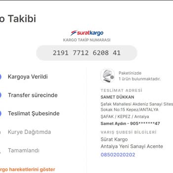 Sürat Kargo Antalya Yeni Sanayi Şube