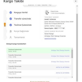 Sürat Kargo Antalya Yeni Sanayi Şube